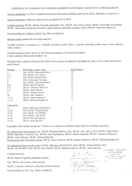 Originál zápisnice zo zasadnutia volebnej komisie SAA