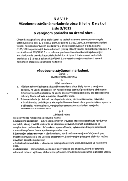 VZN č. 3/2012 - o verejnom poriadku na území obce