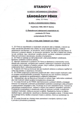 Stanovy D.O. Za. F&eacute;nix