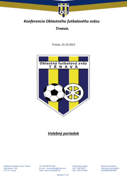 Volebný poriadok - Oblastný futbalový zväz Trnava