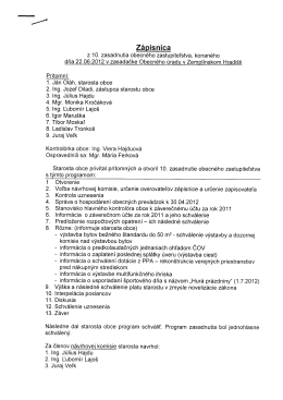 Z&aacute;pisnica obecn&eacute;ho zastupiteľstva