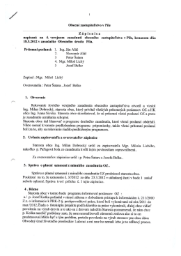 Zápisnica z obecného zastupiteľstva