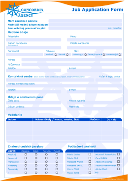 Job Application Form - Concordia Agency s. r. o.
