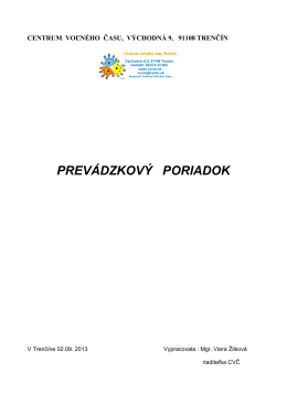 Prevádzkový poriadok (.pdf) - Centrum voľného času Trenčín