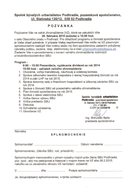 POZV&Aacute;NKA s n&aacute;vratkou pre splnomocnenie