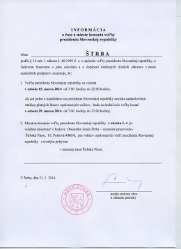 Informácie o čase a mieste konania voľby prezidenta