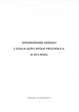 Sprawozdanie Zarządu z działalności Spółki w 2013r.