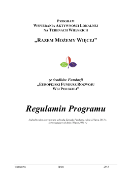 Regulaminie programu - Europejski Fundusz Rozwoju Wsi Polskiej