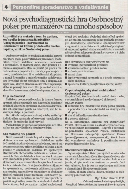 Nov&aacute; psychodiagnosticka hra Osobnostn&yacute; poker pre