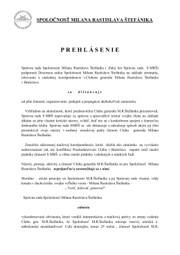 Prehlásenie ku Clubu gen. M. R. Štefánika Bratislava