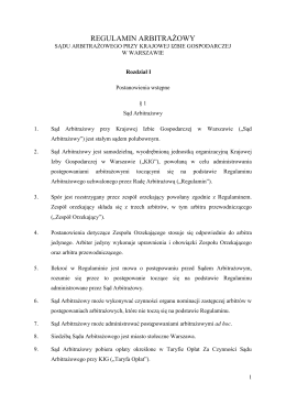 Regulamin Arbitrażowy Sądu Arbitrażowego z dn. 01.01.2015r.