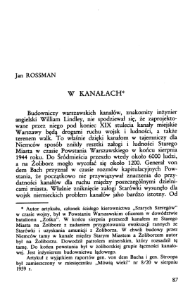 Jan Rossman. W Kanalach