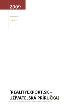 Realityexport.sk – užívateľská príručka