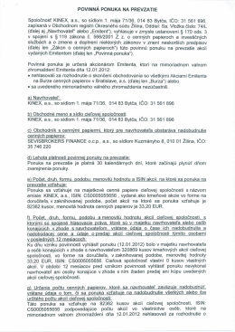 POVINN&Aacute; PONUKA NA PREVZATIE