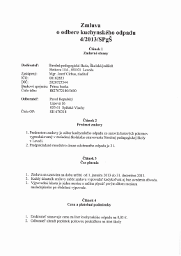 Zmluva o odbere kuchynského odpadu