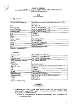 Zmluva o dielo – Energetické centrum
