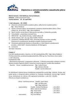 Zápisnica z celoslovenského zasadnutia pléna ZSŠS