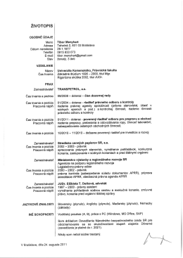 Životopis - Rokovania Hospod&aacute;rskej a soci&aacute;lnej rady SR