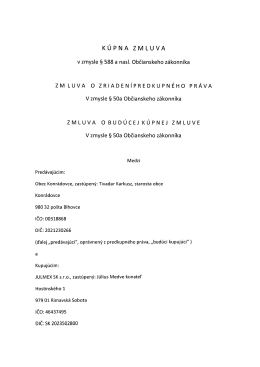 Zmluva o budúcej kúpnej zmluve soc. byty