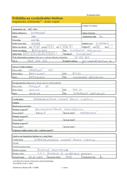 Prihl&aacute;&scaron;ka na Vysoko&scaron;kolsk&eacute; &scaron;t&uacute;dium