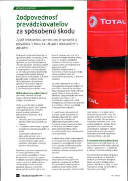 Zodpovednosť prevádzkovateľov za spôsobenú škodu