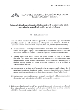 Sadzobník úhrad - Slovenská inšpekcia životného prostredia