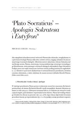 `Plato Socraticus` – Apologia Sokratesa i Eutyfron