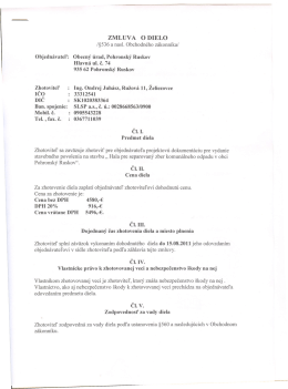 ZMLUVA O DIELO f§536 a nasl. Obchodného zákonníkať`