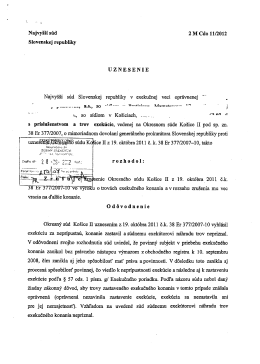 Najvyšší súd 2 M Cdo 11/2012 Slovenskej republiky UZNESENIE