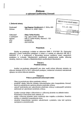 Zmluva o vykonan&iacute; aud&iacute;torskej činnosti