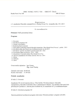 Zápisnica zo zasadnutia OZ konaného dňa 29.1.2015