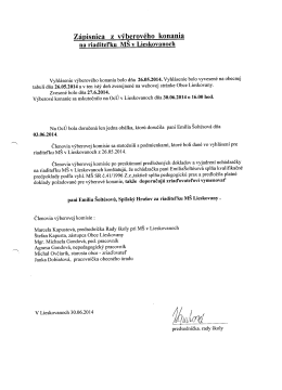 Zápisnica z výberového konania na riaditeľku MŠ 2014