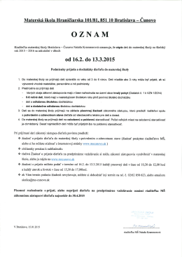 Zápis detí do materskej školy na školský rok 2015