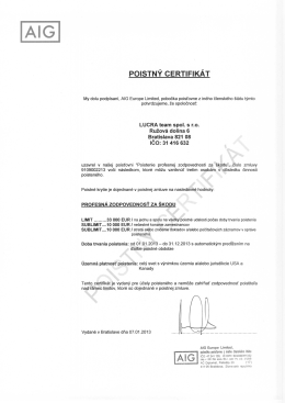 poistný certifikát na rok 2013
