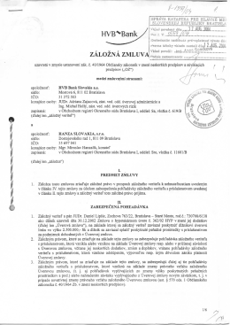 Záložná zmluva medzi HVB Bank Slovakia a.s. a HANZA SLOVAKIA