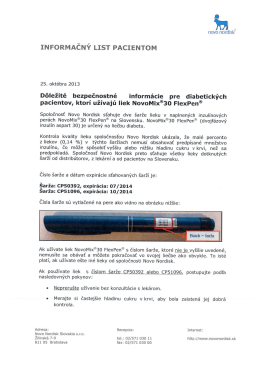 D&ocirc;ležit&yacute; oznam diabetologick&yacute;m pacientom