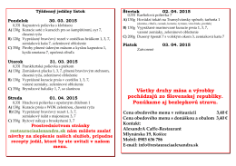 Týždenný jedálny lístok v PDF - AlexandrA Caffe