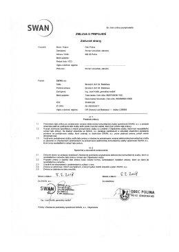 Zmluva o pripojen&iacute; SWAN