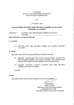 l UZNESENIE RADY VLADY SLOVENSKEJ REPUBLIKY PRE