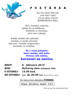 karneval sa začína. - Obec Jakubova Voľa