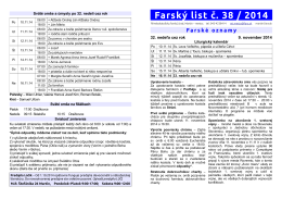 Farský list č. 38 / 2014 - Farnosť Martin - Mesto