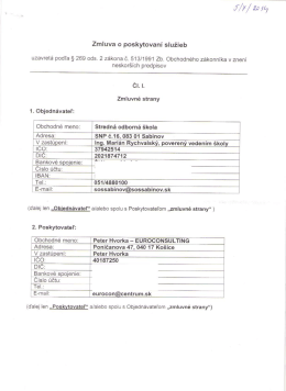 Zmluva o poskytovaní služieb - Zmluvy, objednávky, faktúry