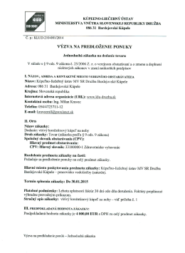 VÝZVA NA PREDLOŽENIE PONUKY - klu