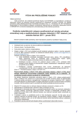 vYzvA NA PREDLOZENIE PONUKY M`NERALNE VODY