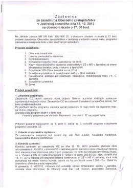 Z á pisnica zo zasadnutia Obecného zastupiteľstva