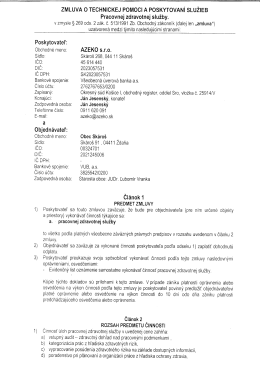 ZMLUVA O TECHNICKEJ POMOCI A POSKYTOVANÍ