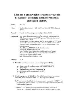 Záznam z pracovného stretnutia vedenia Slovenskej asociácie