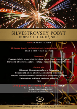Silvester 2014 - Horský hotel Hájnice