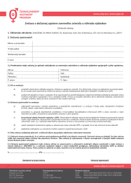 Zmluva o dočasnej opatere - Československ&yacute; kastračn&yacute; program