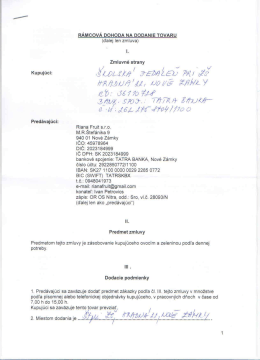 R&Aacute;MCOV&Aacute; DOHODA NA DODANIE TOVARU id`alej ierl zmluva)